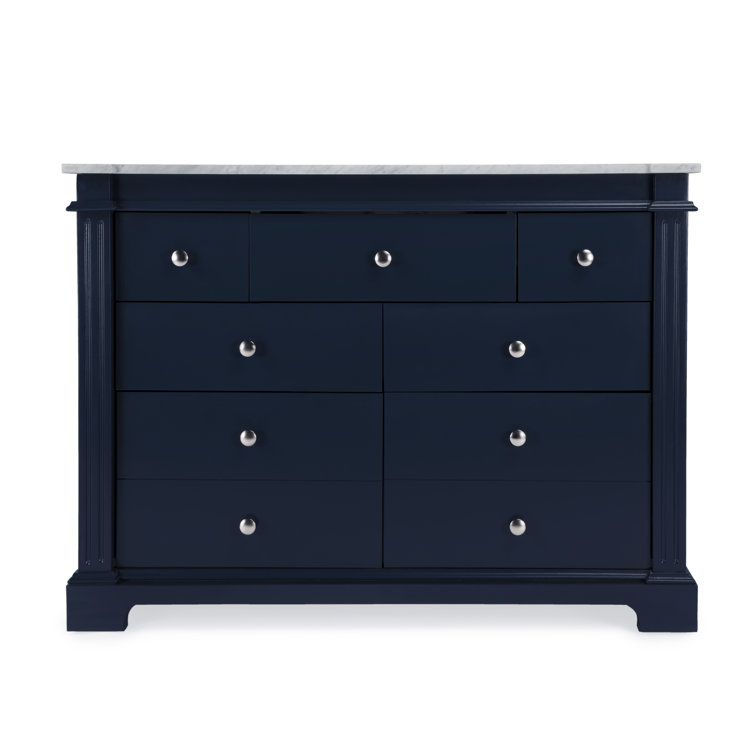 Garza 48" Navy Blue Acacia Wood Bathroom Vanity with Marble Top