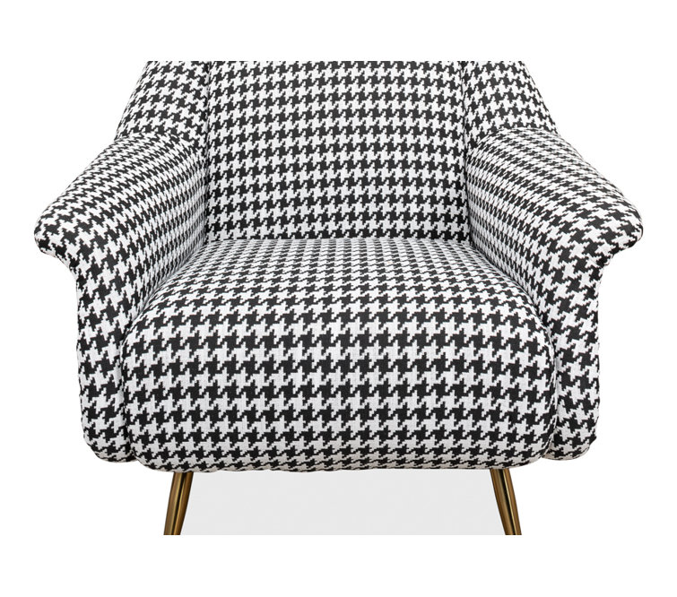 Ziegfeld 32'' Black Linen and Gold-Tone Modern Armchair