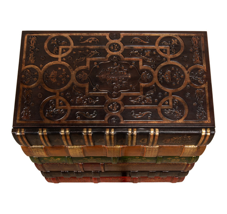 Multicolor Faux Book Design Traditional Accent Chest
