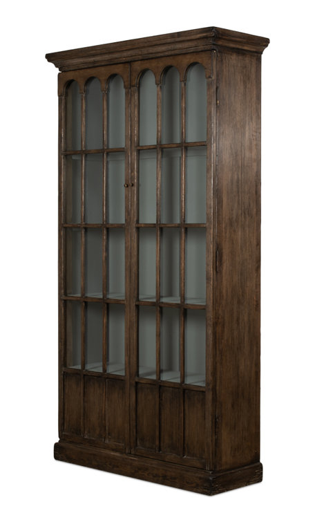 Refined Arches 50'' Traditional Brown Wood Bookcase with Doors
