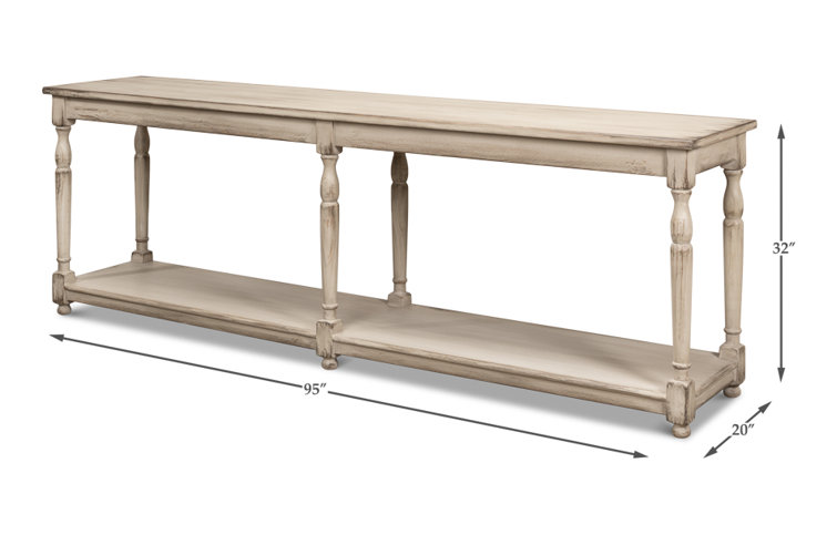 Jensen 95'' Stony Grey Solid Wood Console Table with Storage