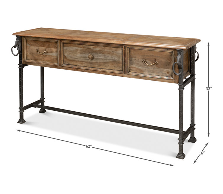 Desert Bleached Brown Acacia Wood and Iron Console Table