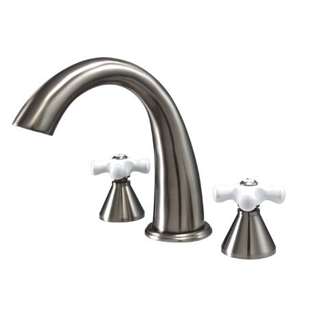 Satin Nickel Double Handle Deck Mounted Roman Tub Faucet