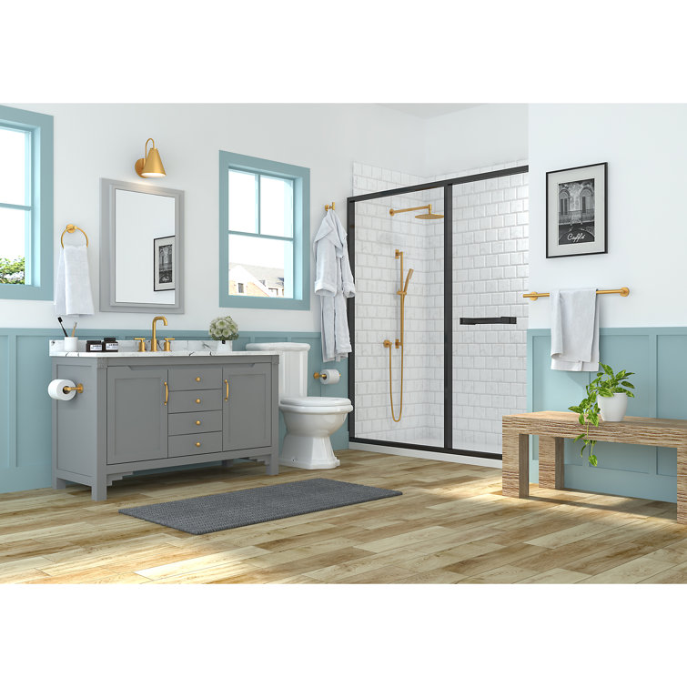 Brushed Gold Widespread Bathroom Faucet with Drain Assembly