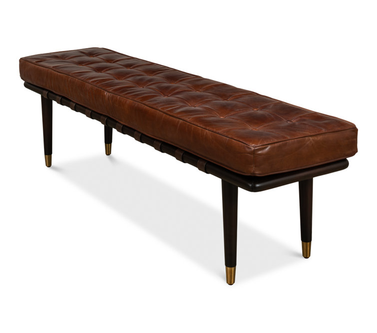 Prince Albert Genuine Leather Upholstered Bench