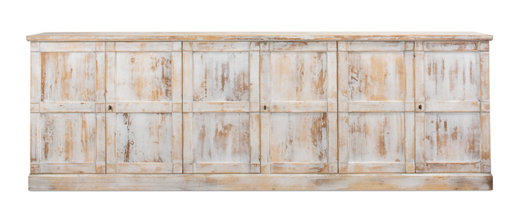 Luciana 112" Distressed White Wood Buffet