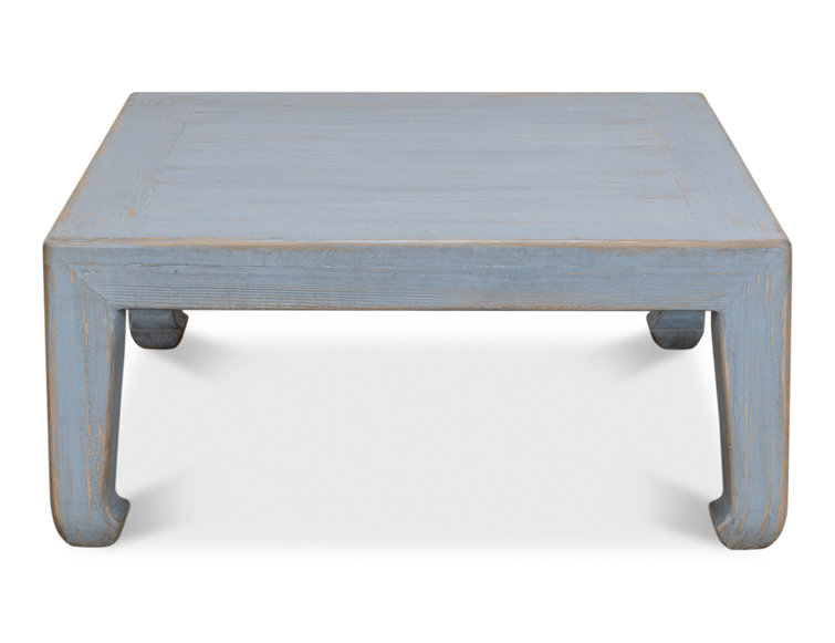 Blue Solid Pine Wood Square Coffee Table