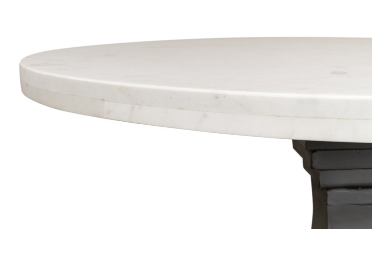 Haviland 40" Transitional Black Marble Round Dining Table
