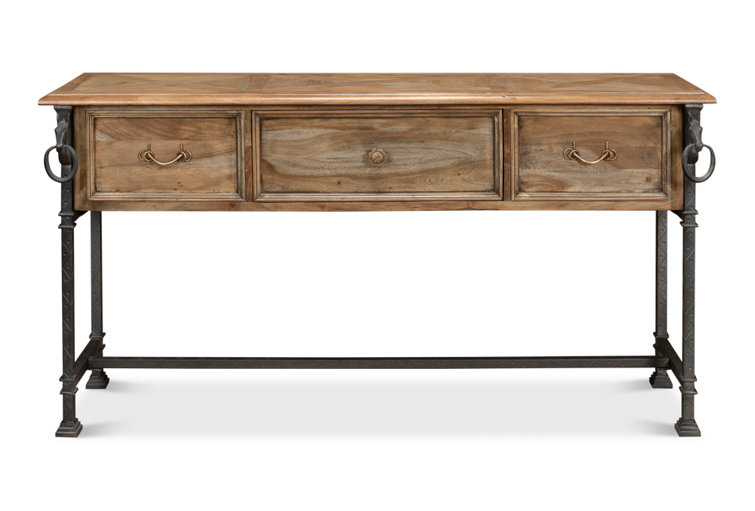 Desert Bleached Brown Acacia Wood and Iron Console Table