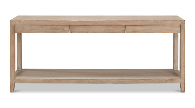 Anton Transitional Brown Pine Wood Console Table with Storage