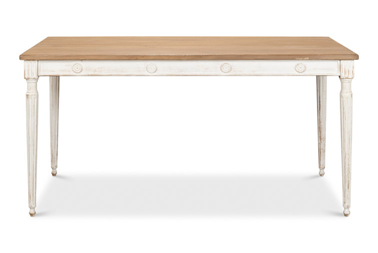 French Country Farmhouse Pine 63'' White Dining Table