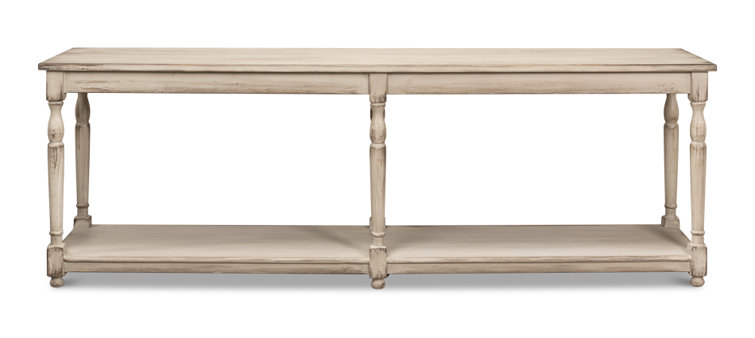 Jensen 95'' Stony Grey Solid Wood Console Table with Storage