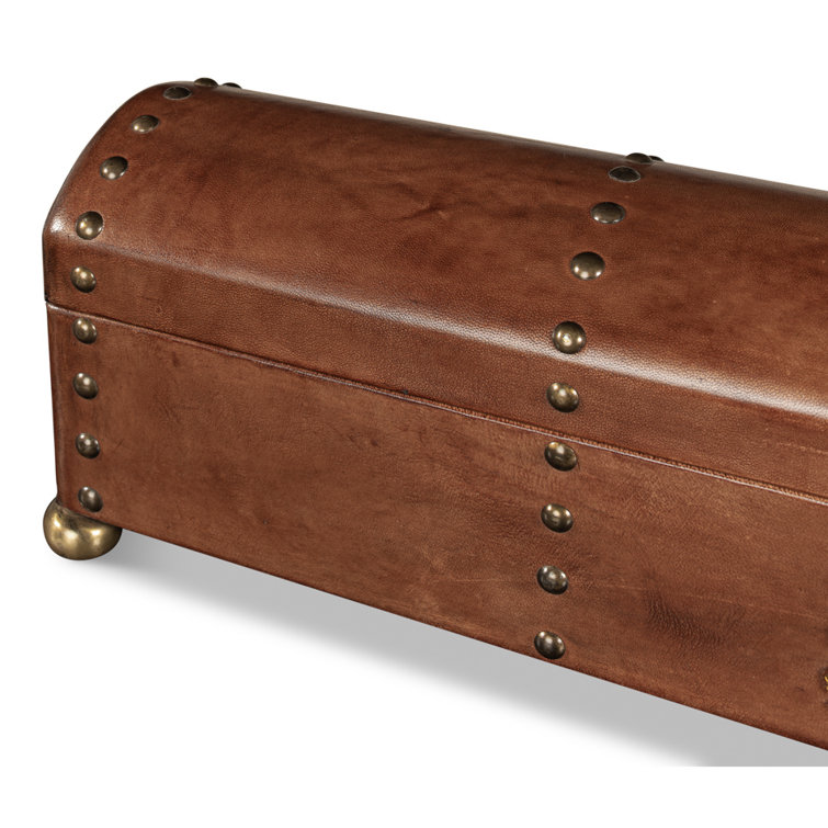 Traditional Embossed Leather-Wrapped Wooden Storage Box