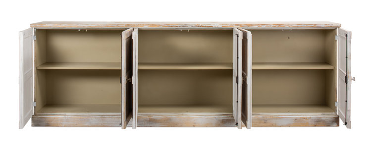 Luciana 112" Distressed White Wood Buffet