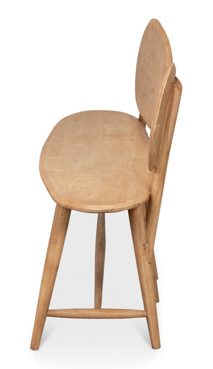 Pebble-Inspired Solid Acacia Wood 73'' Dining Bench in Moleskin Brown