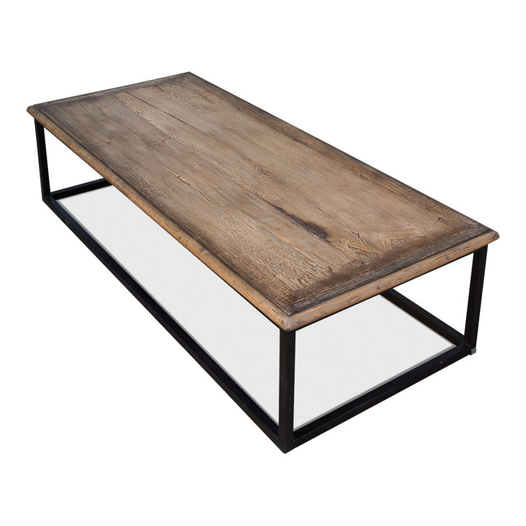 Traditional Elmwood 72'' Coffee Table with Metal Frame and Storage