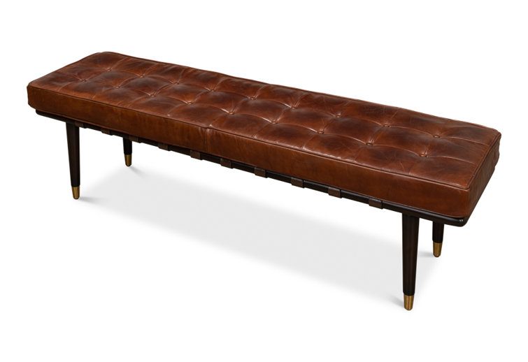 Prince Albert Genuine Leather Upholstered Bench
