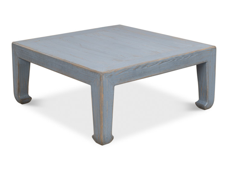 Blue Solid Pine Wood Square Coffee Table