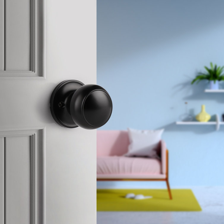 Black Round Passage Door Knob with Circle Rosette