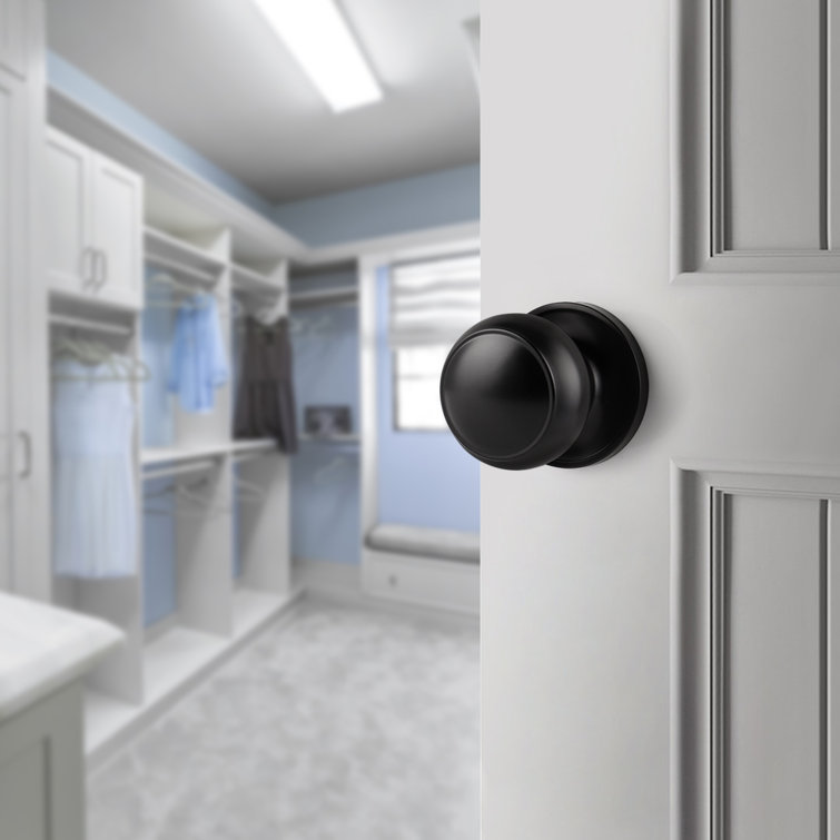 Black Round Passage Door Knob with Circle Rosette