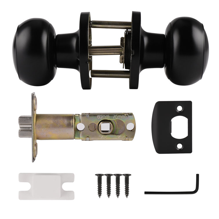 Black Round Passage Door Knob with Circle Rosette