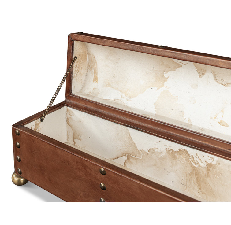 Traditional Embossed Leather-Wrapped Wooden Storage Box