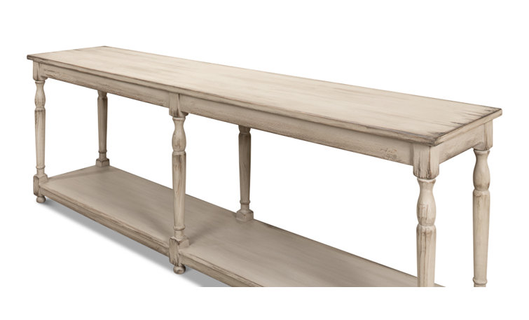 Jensen 95'' Stony Grey Solid Wood Console Table with Storage