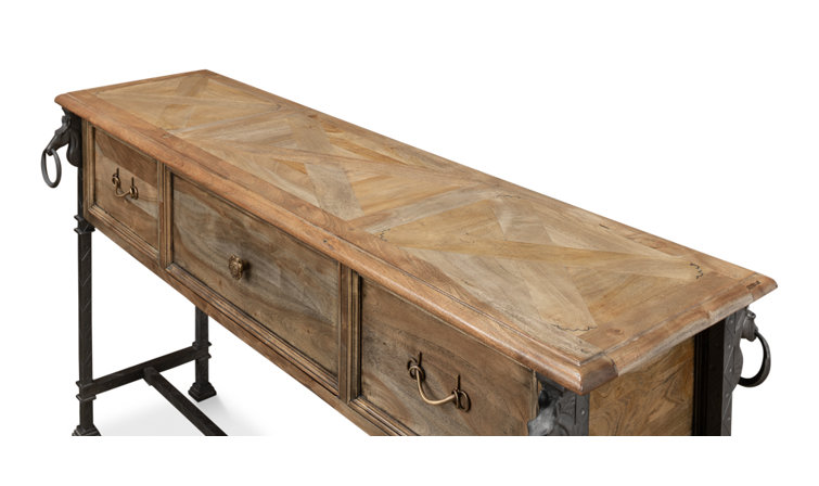 Desert Bleached Brown Acacia Wood and Iron Console Table