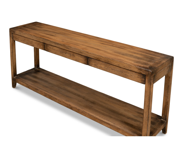 Anton 72'' Brown Pine Wood Console Table with Storage