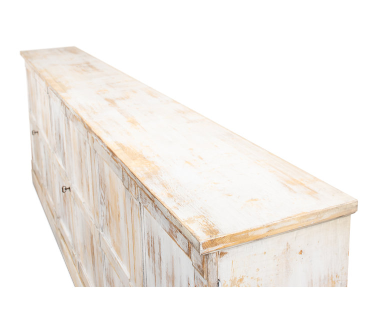 Luciana 112" Distressed White Wood Buffet