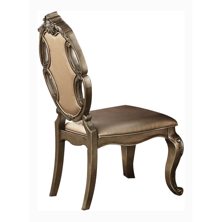 Vintage Oak and PU Tufted Upholstered Side Chair