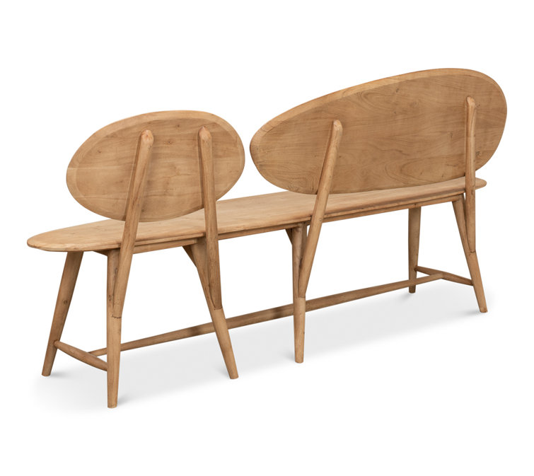 Pebble-Inspired Solid Acacia Wood 73'' Dining Bench in Moleskin Brown