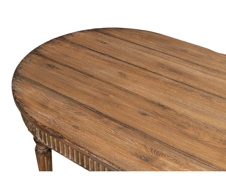 Brown Oval Extendable Wood Dining Table