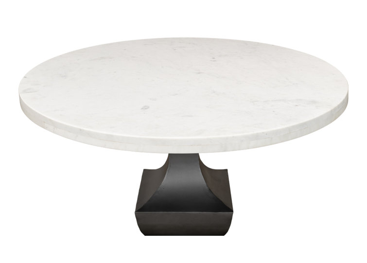 Haviland 40" Transitional Black Marble Round Dining Table