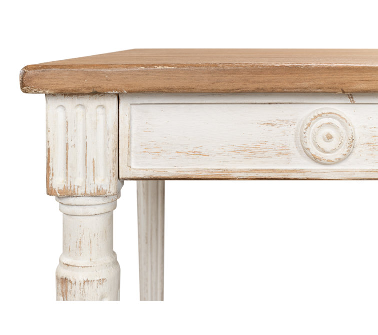 French Country Farmhouse Pine 63'' White Dining Table