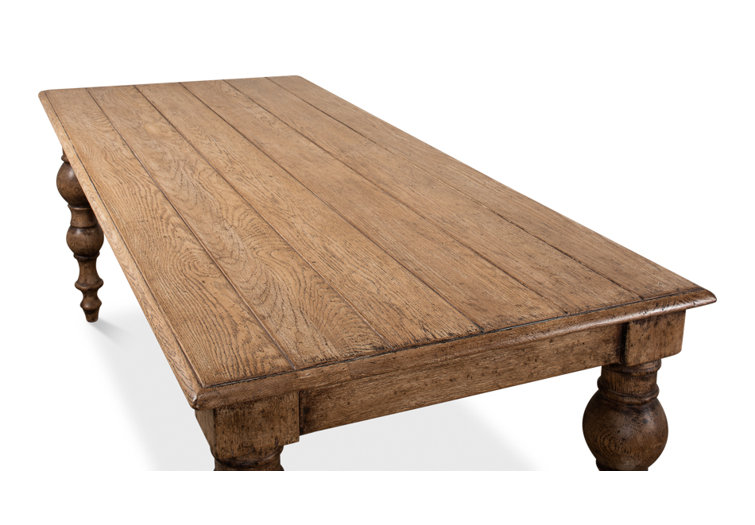 Rustic Oak Solid Wood Dining Table with Turned Legs