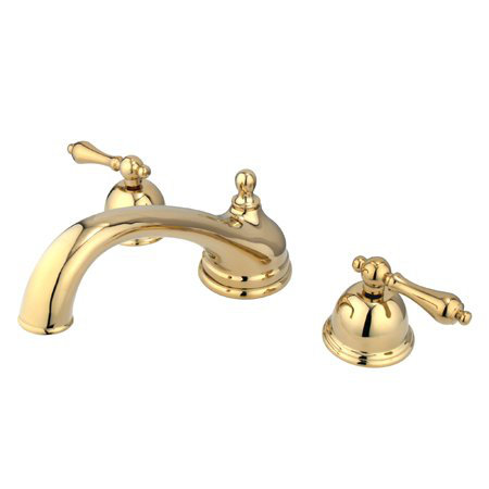 Polished Brass Double Handle Deck Mounted Roman Tub Faucet
