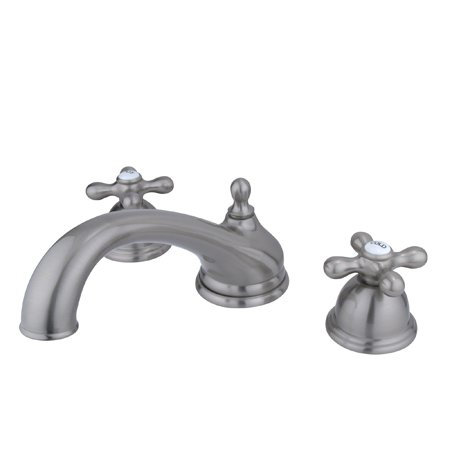 Satin Nickel Double Handle Deck Mounted Roman Tub Faucet