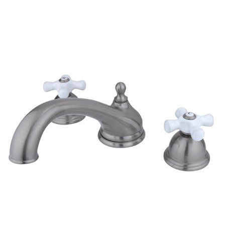 Satin Nickel Double Handle Deck Mounted Roman Tub Faucet