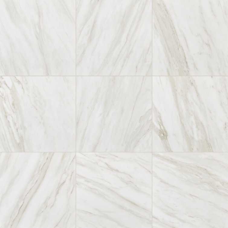 Timeless White 12" x 12" Polished Porcelain Marble Look Tile