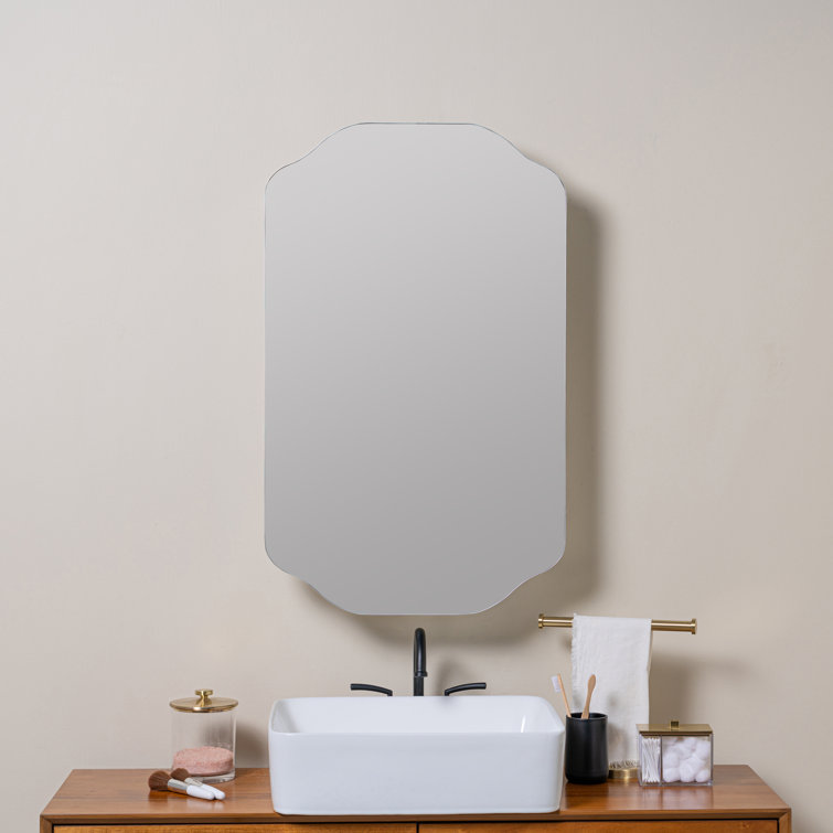 Silver Mirrored Medicine Cabinet with Shaped Silhouette