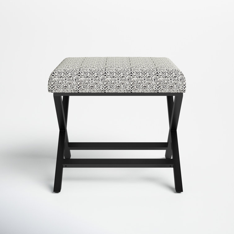 Global Print Cushioned Metal X-Base Footstool in Black