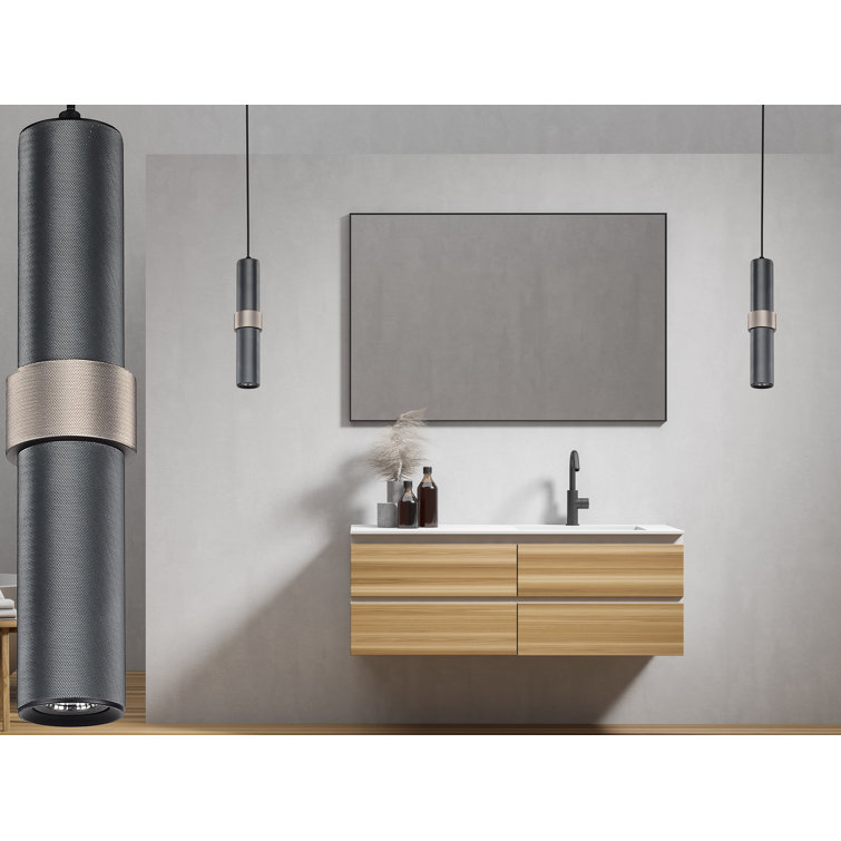 Cicada Dark Gray and Light Gray LED Pendant Light with Chrome Accent