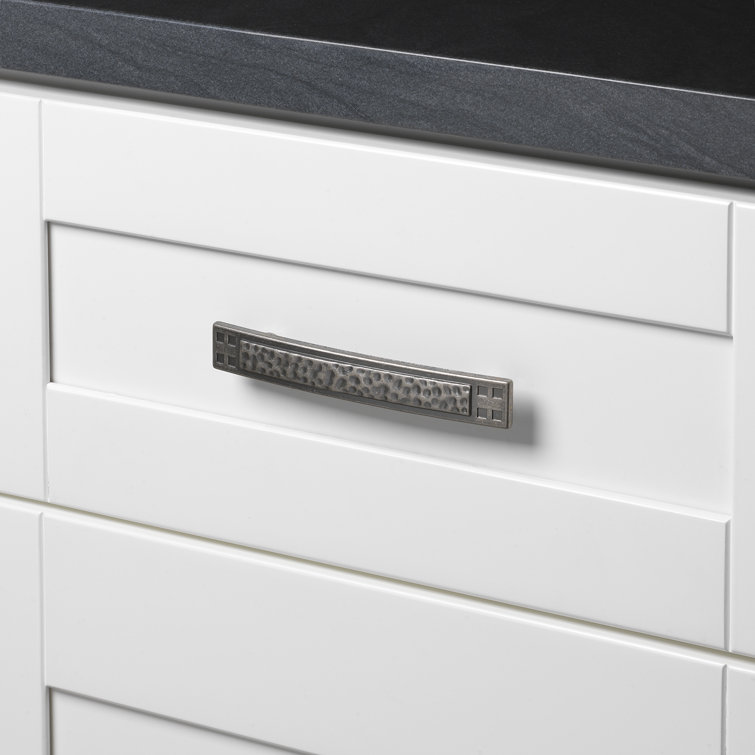 Weathered Nickel Hammered Cabinet Pull with Mounting Hardware