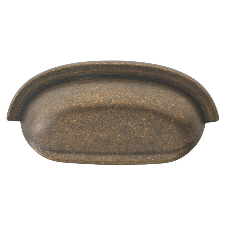 Antique Brass Matte Cup Pull with Mounting Hardware