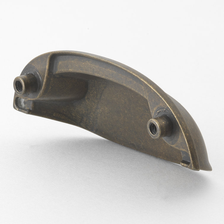 Antique Brass Matte Cup Pull with Mounting Hardware