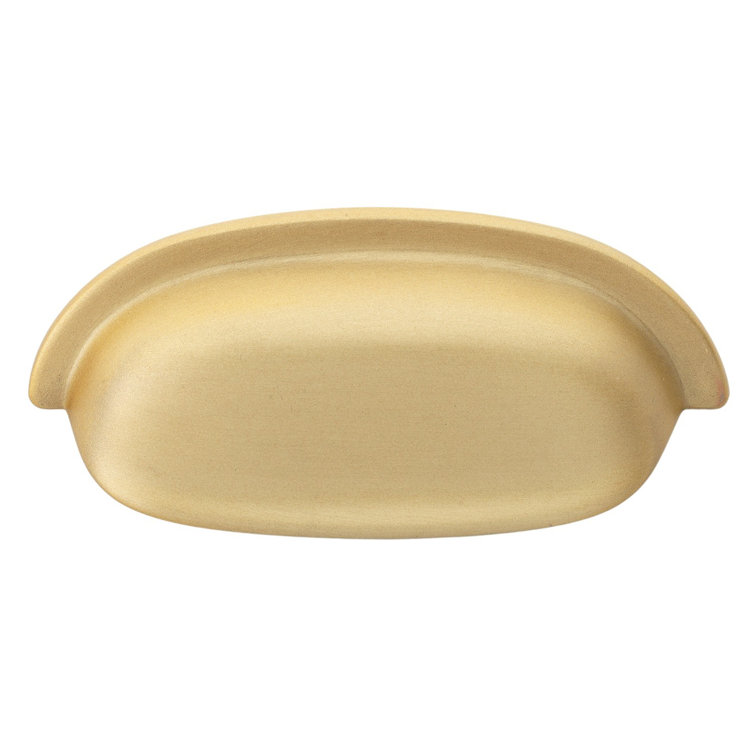 Satin Gold Brushed Cup Pull with Mounting Hardware