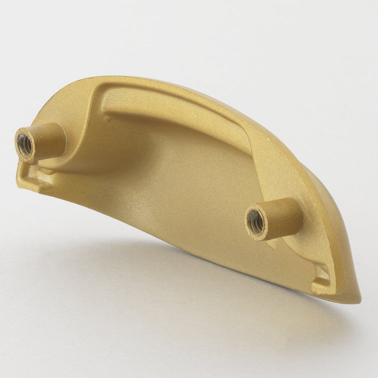 Satin Gold Brushed Cup Pull with Mounting Hardware