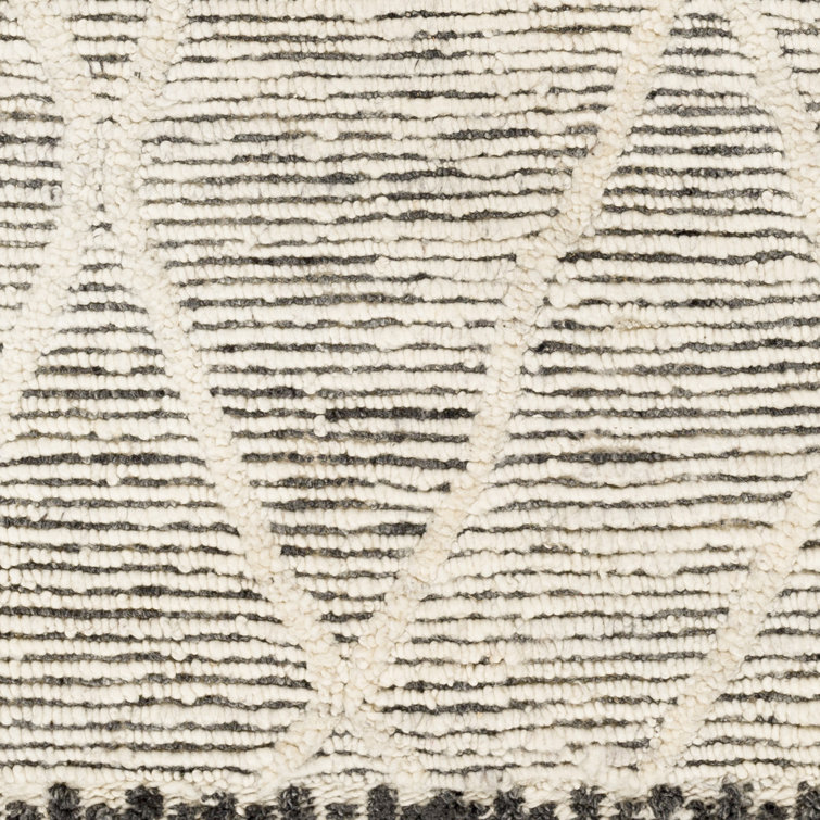 Handmade Black and Cream Wool Runner Rug 2'6" x 8'