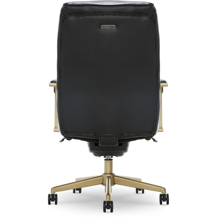 Modern Executive Black Bonded Leather Office Chair with Copper Base